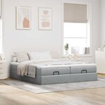 VidaXL Cadre de lit ottoman et matelas gris clair 200x200cm tissu