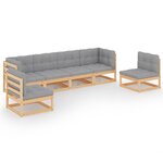 vidaXL Salon de jardin 6 Pièces avec coussins Bois de pin massif