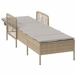vidaXL Chaise longue avec coussin Beige 157 x 55 x 92cm polyrotin