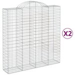 vidaXL Paniers à gabions arqués 2 Pièces 200x50x200/220 cm Fer galvanisé