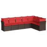 vidaXL Salon de jardin avec coussins 7 Pièces marron résine tressée