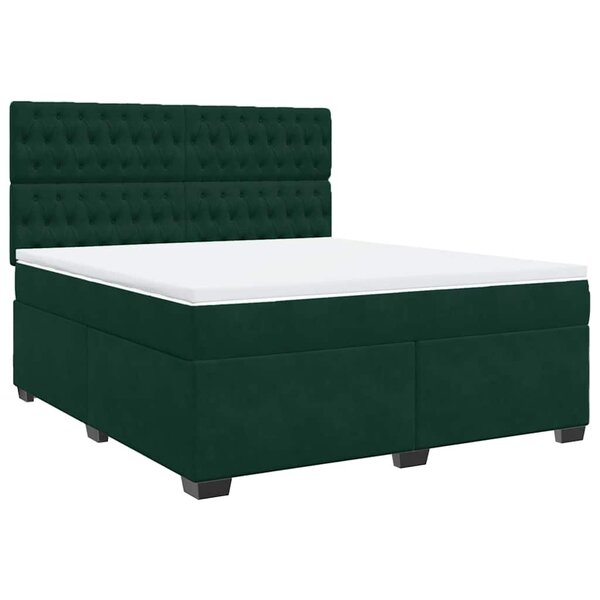 vidaXL Sommier à lattes de lit et matelas Vert foncé 180x200cm Velours