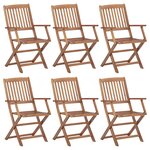 vidaXL Chaises pliables de jardin 6 Pièces Bois d'acacia solide