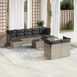 vidaXL Salon de jardin avec coussins 10 Pièces gris résine tressée