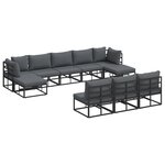 vidaXL Ensemble de canapé de jardin 10 Pièces Noir 353 x 141 5 x 71 cm