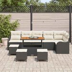vidaXL Ensemble de canapé de jardin avec coussin 10 Pièces Noir et Crème