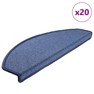 vidaXL Tapis d'escalier 20 pièces 65 x 24 x 4 cm Bleu Demi-rond Grand