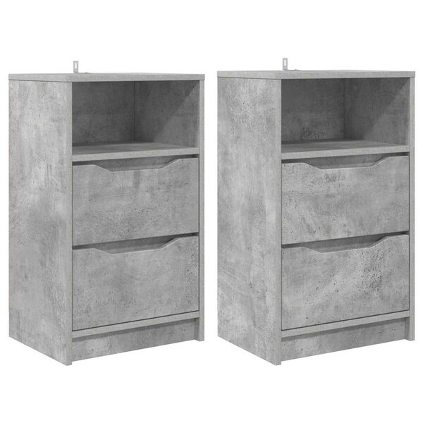 vidaXL Tables de chevet avec tiroir 2 Pièces Gris béton 40 x 30 x 467 cm