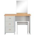 vidaXL Coiffeuse avec miroir et tabouret Gris 104x45x131 cm