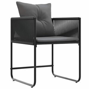 vidaXL Chaise avec coussin 4 Pièces Noir et anthracite Rotin PE