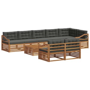 vidaXL Ensemble de canapés d'extérieur 9 pc Naturel et Anthracite
