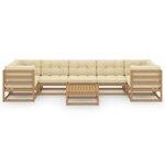 vidaXL Salon de jardin 8 Pièces avec coussins Marron miel Bois de pin