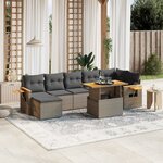 vidaXL Salon de jardin 8 Pièces avec coussins gris résine tressée