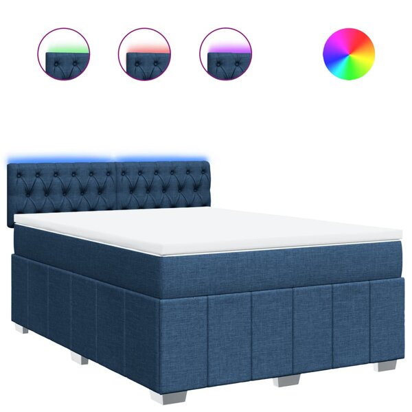 vidaXL Sommier à lattes de lit avec matelas Bleu 160x200 cm Tissu