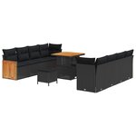vidaXL Ensemble de canapé de jardin 11 Pièces Noir 80 x 80 x 71 cm