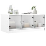 vidaXL Table basse avec portes en verre blanc 102x50x42 cm