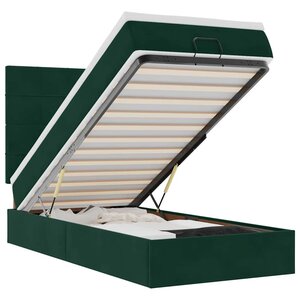 vidaXL Cadre de lit ottoman avec matelas vert foncé 100x200 cm velours