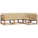 vidaXL Ensemble de canapés d'extérieur 4 Pièces Naturel et Beige