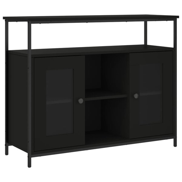 vidaXL Buffet noir 100x35x80 cm bois d'ingénierie