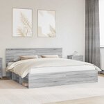 vidaXL Cadre de lit Gris Sonoma 200 x 200 cm Pin massif