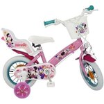 Vélo enfant Minnie - TOIMSA - 14 - Fille - Avec casque - Rose, blanc et vert