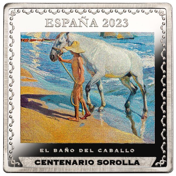 Pièce de monnaie 10 euro Espagne 2023 argent BE – Le Bain du Cheval  par Sorolla