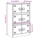 vidaXL Buffet rose 67x39x107 cm acier