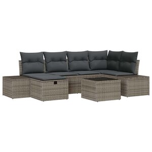 vidaXL Ensemble de canapé de jardin 7 Pièces Gris 55 x 62 x 69 cm