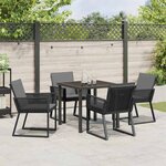 vidaXL Ensemble de salle à manger pour jardin 5 Pièces Noir Poly rotin