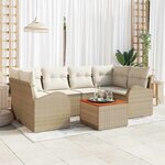 vidaXL Ensemble de canapé de jardin 7 Pièces Beige Poly rotin
