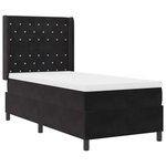 vidaXL Lit à Ressorts avec Matelas LED Argyle Noir 90 x 200 cm Velours