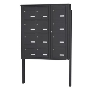 Bloc collectif Leabox 3x4 grade 3 simple face extérieur fixation sur pieds à sceller gris anthracite ral 7016 finition brillante