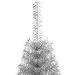 vidaXL Demi sapin de Noël artificiel avec support argenté 150 cm PET