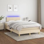 vidaXL Sommier à lattes de lit avec matelas LED Crème 120x200 cm Tissu