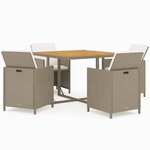 vidaXL Ensemble à manger de jardin et coussins 5 Pièces Poly rotin Beige