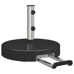 vidaXL Base de parasol sur roues   avec poignée  en granit noir de 29 kg  ronde.