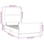 vidaXL Cadre de lit avec tête de lit Gris foncé 90x190 cm Tissu