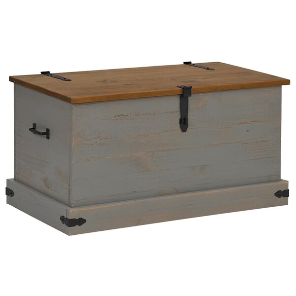vidaXL Coffre de rangement HALDEN gris 91x48x47 cm bois massif pin
