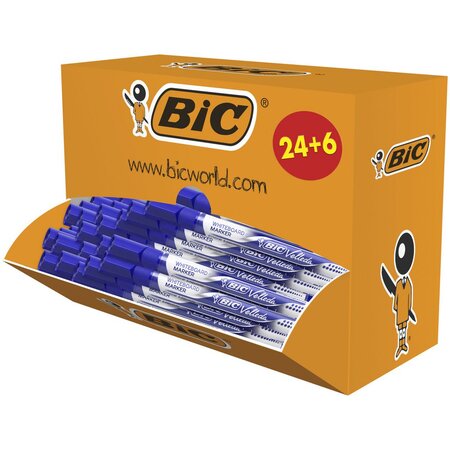 Eco Pack marqueur effaçable à sec Velleda Liquid Ink, Bleu, 24 marqueurs + 6 offerts (paquet 30 unités)