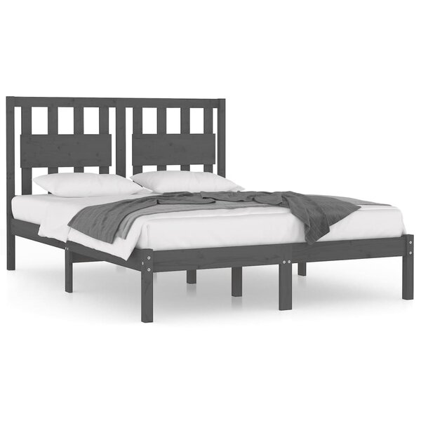 vidaXL Cadre de lit sans matelas gris bois de pin massif