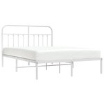 vidaXL Cadre de lit métal sans matelas et tête de lit blanc 150x200 cm