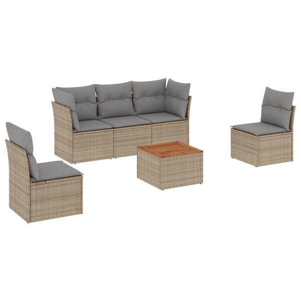 vidaXL Salon de jardin avec coussins 6 Pièces beige résine tressée