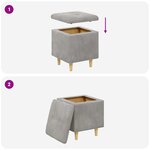 vidaXL Pouf de rangement Gris clair 40 x 40 x 45 cm Velours