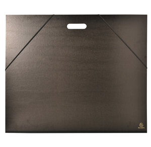 Carton à dessin kraft noir vernis avec élastiques et poignée 59x72 cm - pour format raisin - x 5 - exacompta