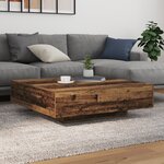 Table basse vidaXL avec éclairage LED en vieux bois 100x100x31 cm
