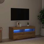 vidaXL Meuble TV avec lumières LED chêne artisanal bois d'ingénierie
