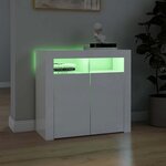 vidaXL Buffet avec lumières LED blanc brillant 80x35x75 cm