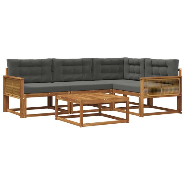 vidaXL Ensemble de canapés d'extérieur 5 Pièces Naturel et Anthracite