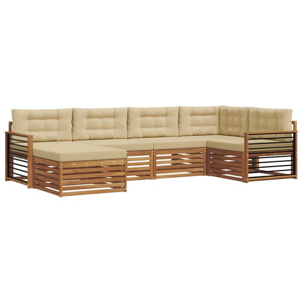 vidaXL Ensemble de canapés d'extérieur 6 pc Naturel et Beige