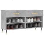 vidaXL Banc à chaussures gris béton 102x35x55 cm bois d'ingénierie
